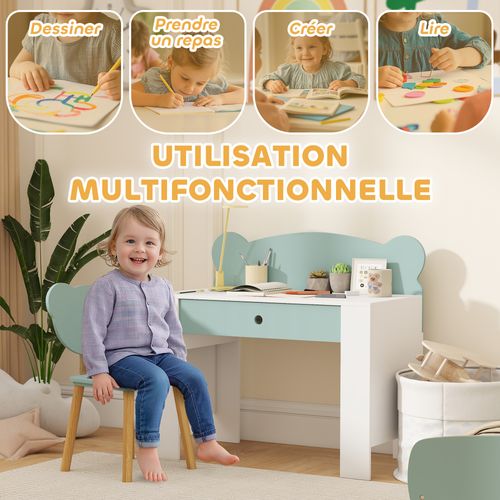 Ensemble Bureau Et Chaise Enfant Design Ourson Grand Tiroir