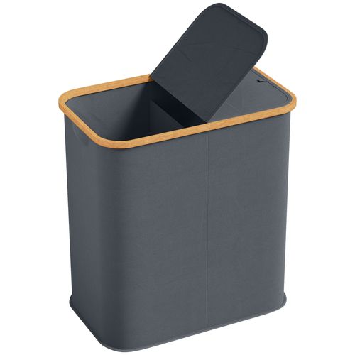 Panier à Linge Double Pliable 80l Non Tissé Bambou