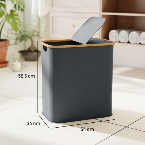 Panier à Linge Double Pliable 80l Non Tissé Bambou