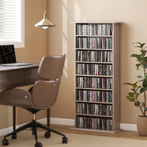 Étagère Range Cd - Meuble Cd Dvd - 8 Compartiments 6 Étagères