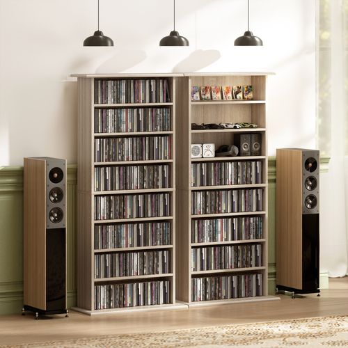 Étagère Range Cd - Meuble Cd Dvd - 8 Compartiments 6 Étagères