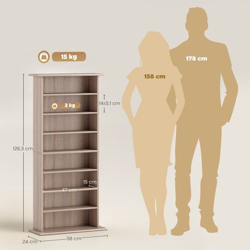 Étagère Range Cd - Meuble Cd Dvd - 8 Compartiments 6 Étagères