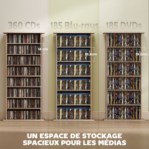 Étagère Range Cd - Meuble Cd Dvd - 8 Compartiments 6 Étagères