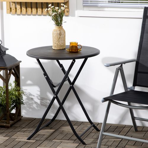 Table Basse Extérieure Pour 2 Personnes Structure En Acier Gris Foncé