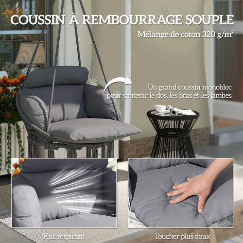 Chaise Suspendue De Jardin Avec Coussin Macramé Coton