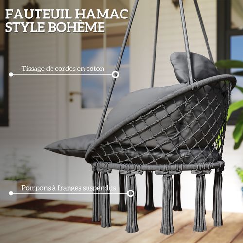 Chaise Suspendue De Jardin Avec Coussin Macramé Coton