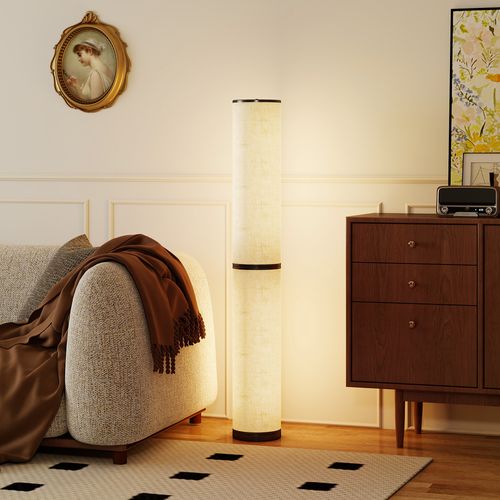 Lampadaire Tube LED Droit Réglable 30w H.135cm Avec Télécommande Beige