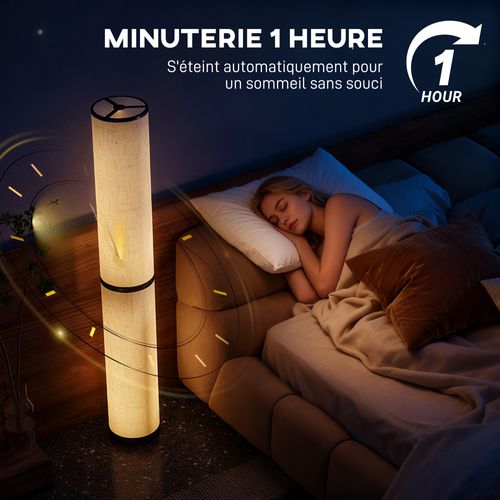 Lampadaire Tube LED Droit Réglable 30w H.135cm Avec Télécommande Beige