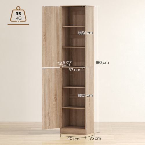 Colonne Salle De Bain H.180 Cm 2 Portes 4 Étagères