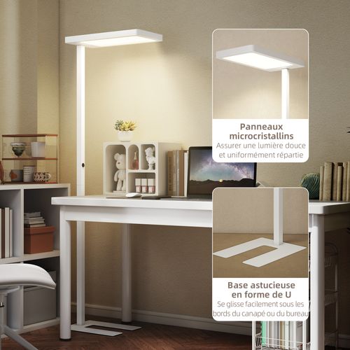 Lampadaire LED Dimmable Sur Pied Réglable Télécommande Blanc