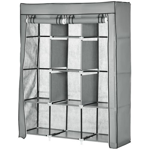 Armoire Penderie Multi-rangement - 8 Étagères, 2 Barres - Non Tissé