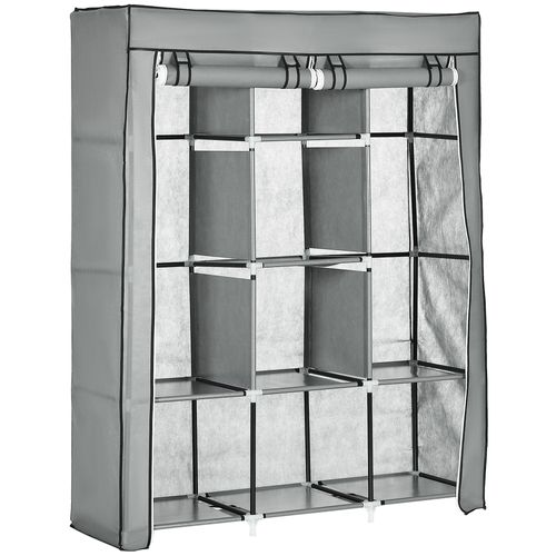 Armoire Penderie Multi-rangement - 8 Étagères, 2 Barres - Non Tissé