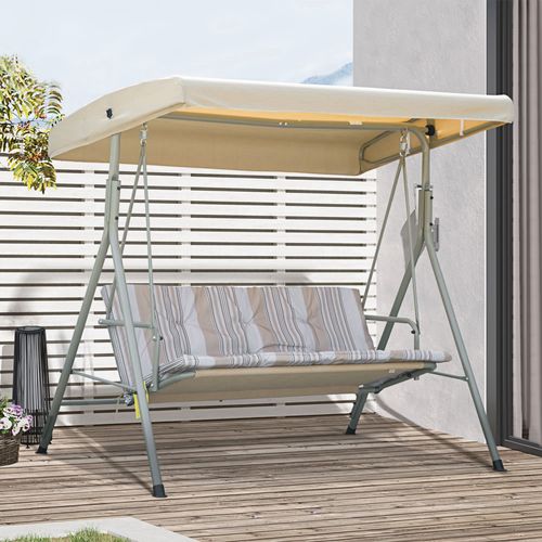 Balancelle De Jardin 3 Places Toit Réglable Polyester