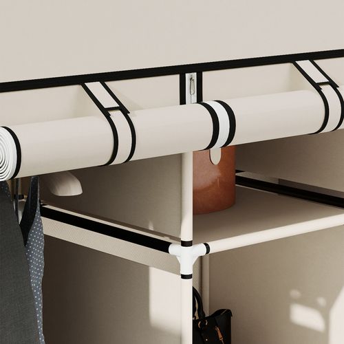 Armoire Penderie Multi-rangement - 8 Étagères, 2 Barres - Non Tissé