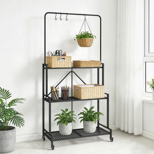 tagre Pour Plantes Pliable Mobile 3 Niveaux Mtal Noir - Pot de fleurs -  Bac - Jardinire BUT