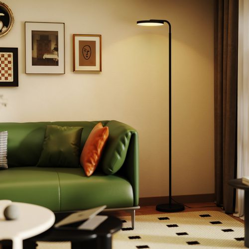 Lampadaire LED Sur Pied - Tête Rotative 350° - Réglable Télécommande Métal Noir
