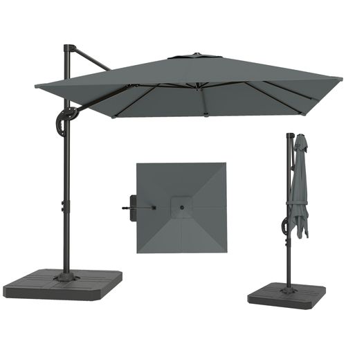 Parasol Déporté Inclinable Rotatif Pied Dalles Lestage Inclus