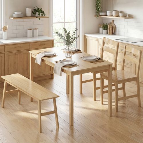 Ensemble Table à Manger 4 Personnes 4 Pièces Bambou