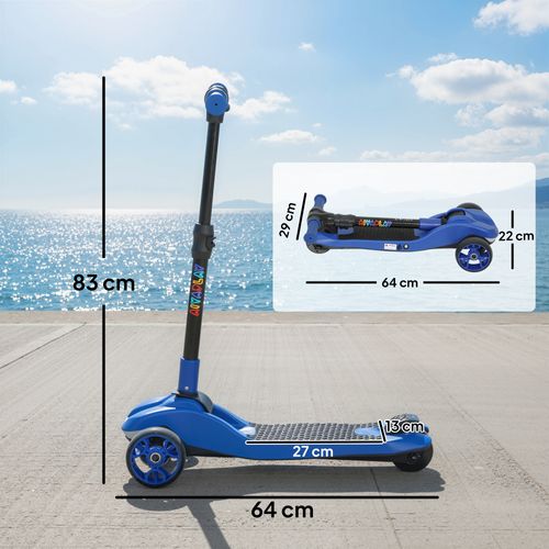 Trottinette Électrique Enfant Pliable 3 Roues 8km/h Max LED Bleu