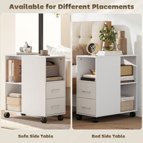 Caisson Mobile Slim De Bureau - 3 Niches 2 Tiroirs - Blanc