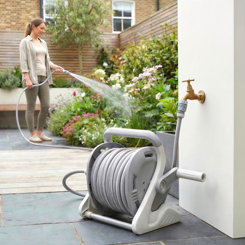 Dévidoir Mural Portable 2 En 1 Tuyau 20+2m Lance 2 Modes