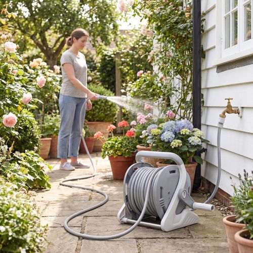 Dévidoir Mural Portable 2 En 1 Tuyau 20+2m Lance 2 Modes