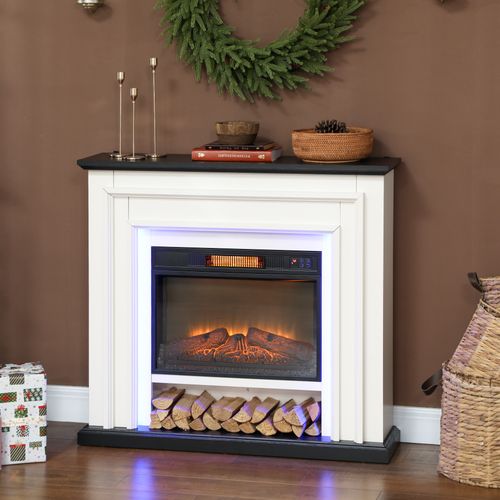 Cheminée Électrique LED Multicolore Design Classique Blanc Noir