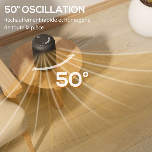 Chauffage D'appoint Céramique Ptc Soufflant Oscillant Réglable 1500w Noir