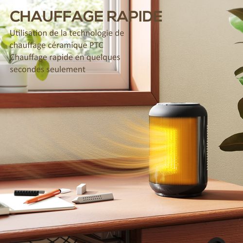 Chauffage D'appoint Céramique Ptc Soufflant Oscillant Réglable 1500w Noir