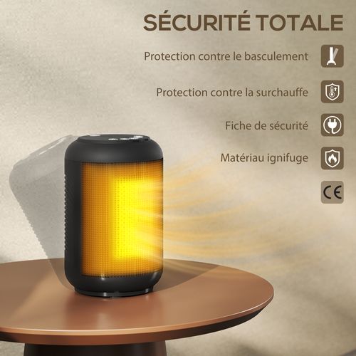 Chauffage D'appoint Céramique Ptc Soufflant Oscillant Réglable 1500w Noir