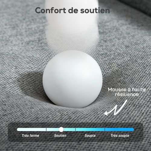 Canapé 2 Places Moderne Haut Dossier 2 Coussins Velours Gris