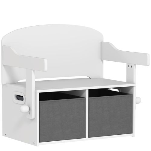 Banc Enfant Bureau Enfant Coffre à Jouets 3 En 1 Gris Blanc
