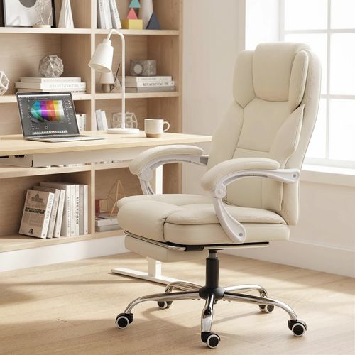 Chaise De Bureau Manager Inclinable Repose-pieds Synthétique Beige