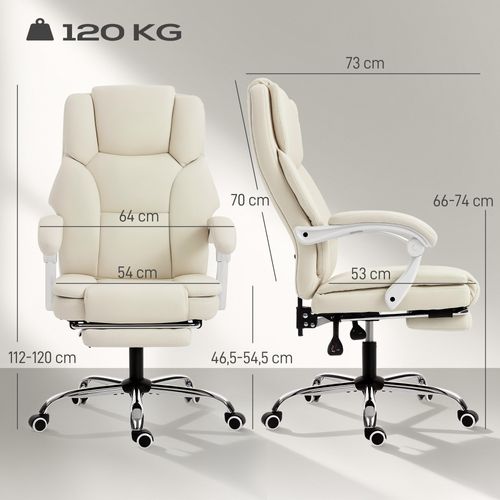 Chaise De Bureau Manager Inclinable Repose-pieds Synthétique Beige