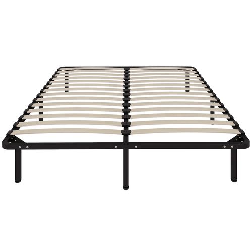 Sommier à Lattes Avec Pieds 160 X 190 Cm - Sommier Sur Pieds - Métal Bois Noir
