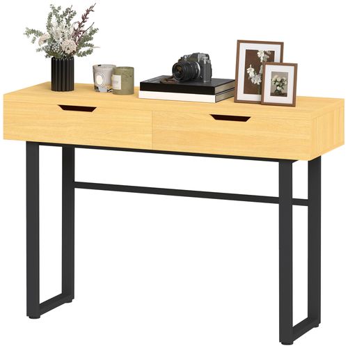 Console Style Natural Chic 2 Tiroirs Effet Bois Métal Noir