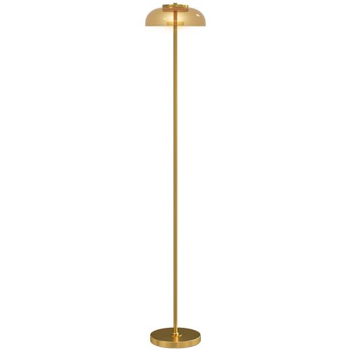 Lampadaire Sur Pied LED Style Vintage Métal Doré Verre Fumé Lumière Chaude 3000k
