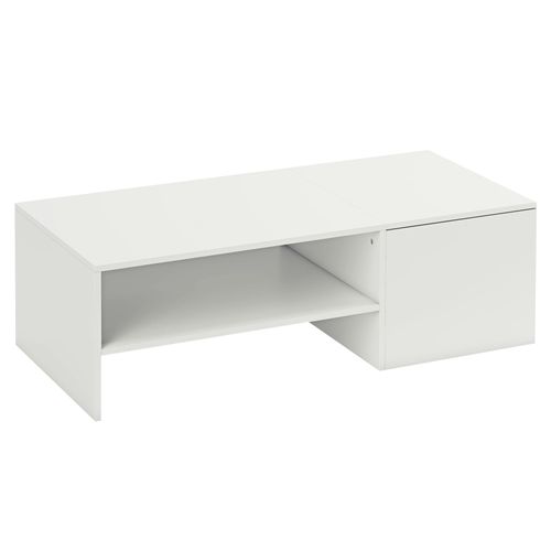 Table Basse Rectangulaire Plateau Coulissant Coffre Étagère Blanc
