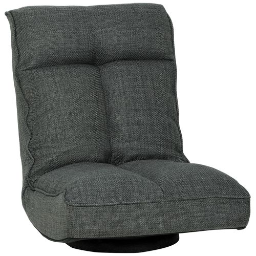 Fauteuil De Sol Pliable Pivotant à 360° Dossier Réglable Lin Gris