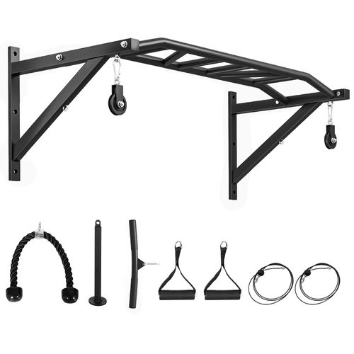 Barre De Traction Murale Multi-prise Avec Accessoires Acier Noir
