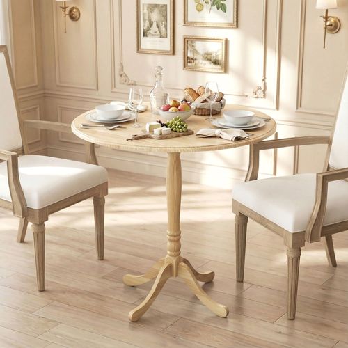 Table à Manger Ronde 4 Personnes Style Baroque Effet Bois