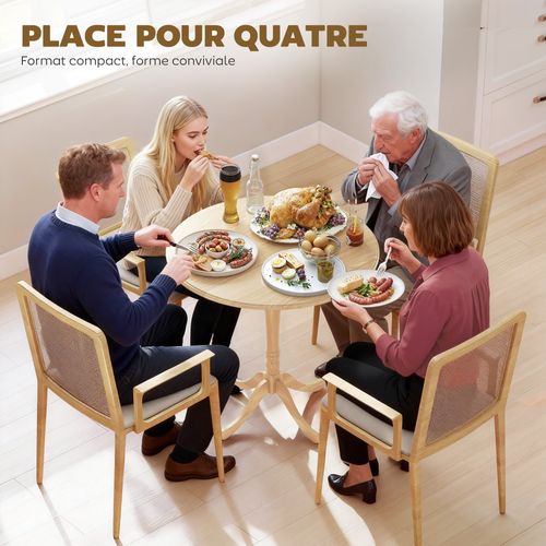 Table à Manger Ronde 4 Personnes Style Baroque Effet Bois