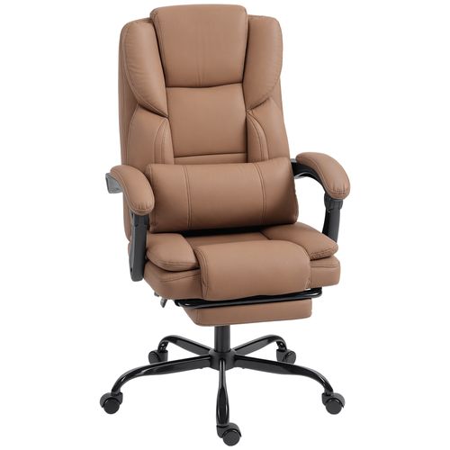 Fauteuil De Bureau Manager Inclinable Repose-pieds Marron Clair