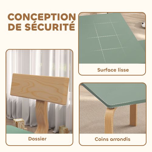 Ensemble Table Et Chaises Enfant En Bois Style Néo-rétro Naturel Vert D'eau