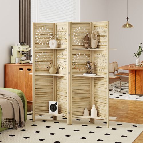 Paravent Intérieur Séparateur De Pièce Pliable Bois Naturel