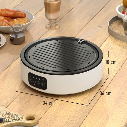 Plaque Vitrocéramique Portable Grill 2 En 1 - 2000w - Noir Blanc
