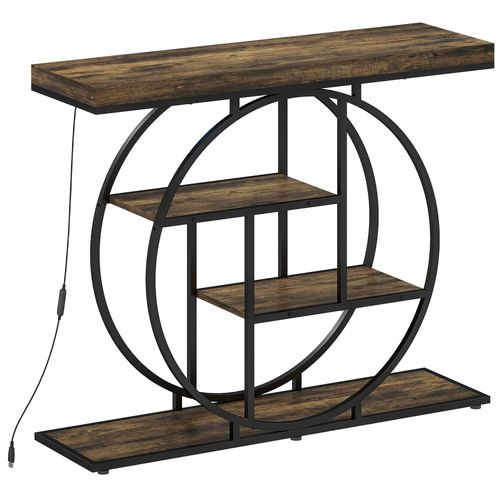 Console LED Réglable Design Industriel 3 Étagères Plateau