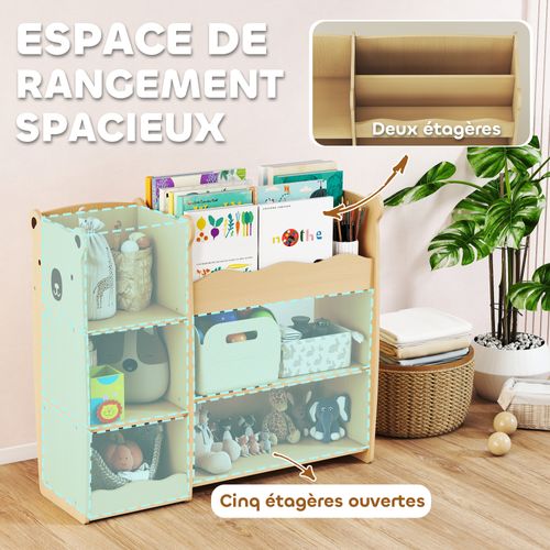 Bibliothèque Enfant Design Ourson Effet Bois Clair