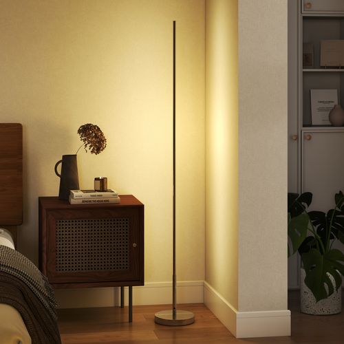 Lampadaire Tube LED Droit Réglable 18w H.150cm Télécommande Acier Gris