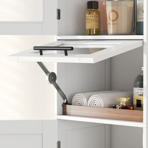 Colonne Salle De Bain Porte Vitrée Tiroir 2 Placards Blanc